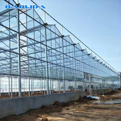Estufa de vidro galvanizada multi período de Venlo da coberta de vidro da armação de aço