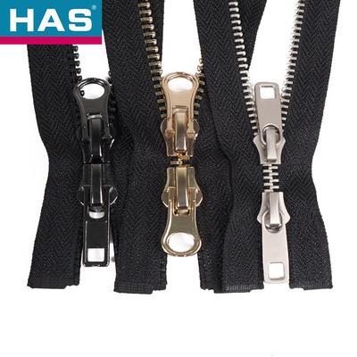 Auto Lock Slider Metal Zippers 2 Way Open End Zipper Black Strong