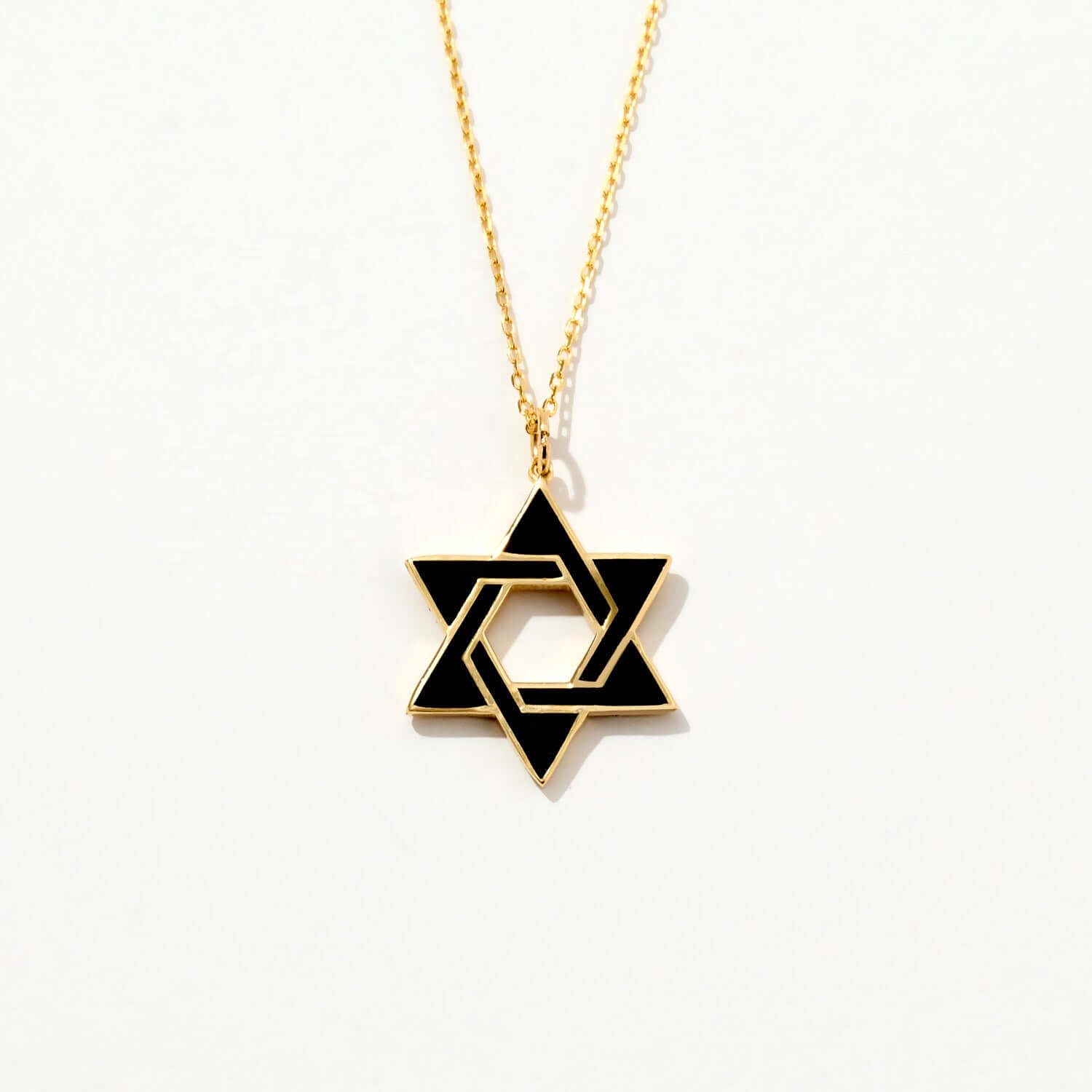 Women's Classic 925 Silver 18K Gold Chain Enamel Hexagram Pendant Necklaces