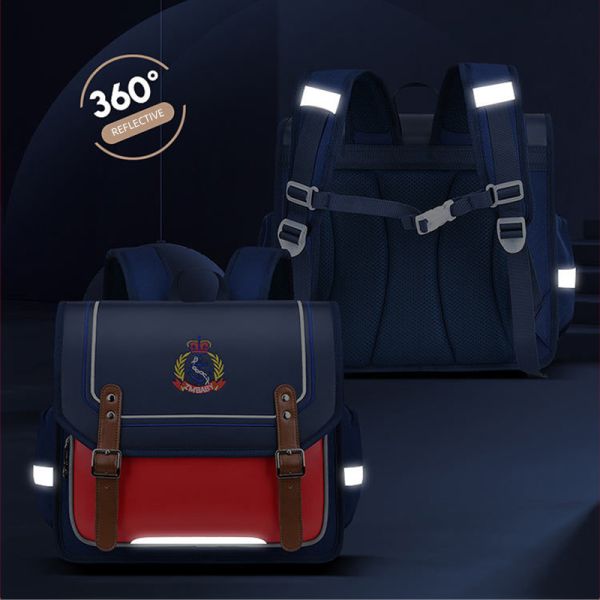 Lock Design Leather School Backpacks Oxford Kids School Book Bags