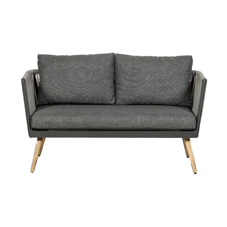 Modern Outdoor Furniture Set with Aluminum Frame and Wood Grain Finish