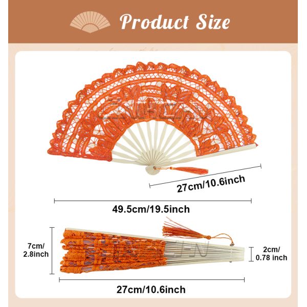 Wholesale 27cm Luxury Wedding Lace Fans Folding Lace Hand Fan for Lady