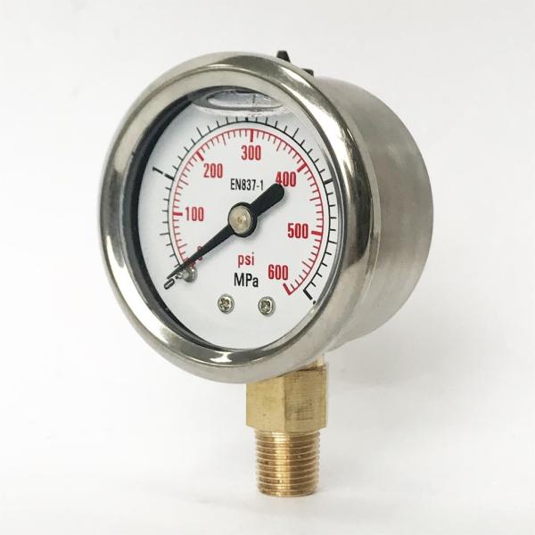 40mm 4 MPa 600 psi Radial Mounting Stainless Steel Pressure Gauge Liquid Fillable