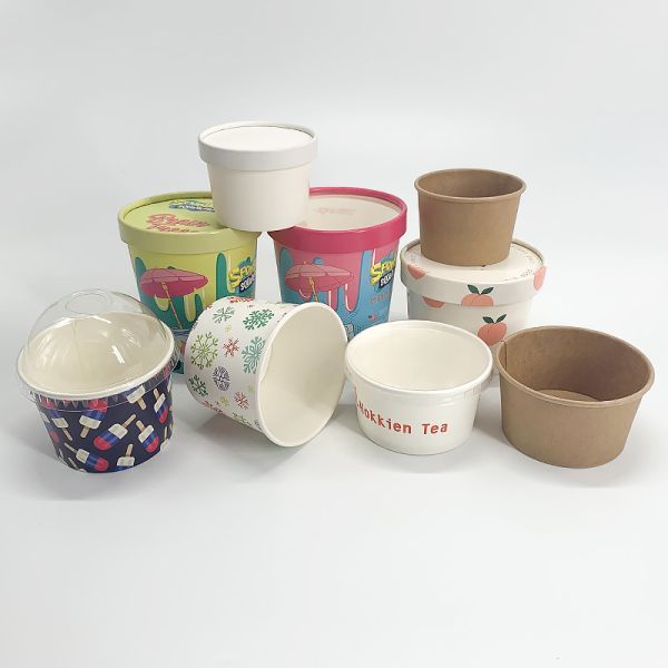 Ice Cream Disposable Paper Cup PLA Coating Biodegradable Yogurt Packaging