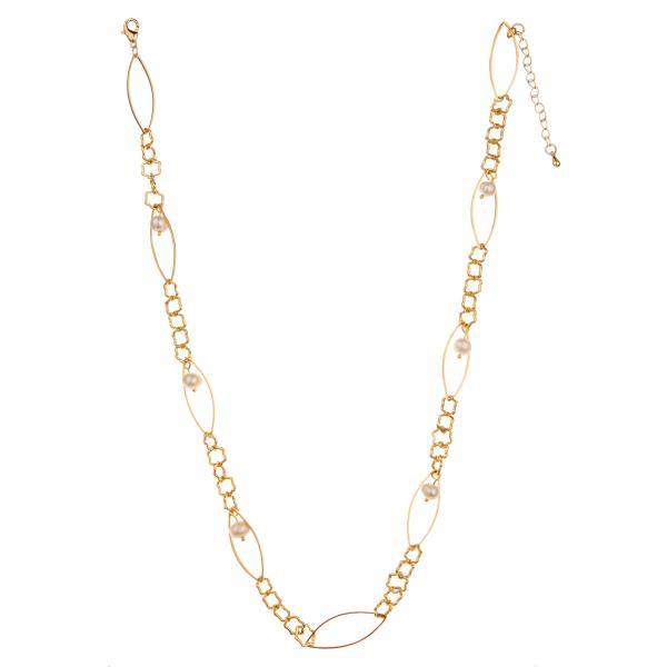 Wholesale 14K Gold-Plated Pendant Paper Clip Chain Link Multicolor Beaded Necklace Set