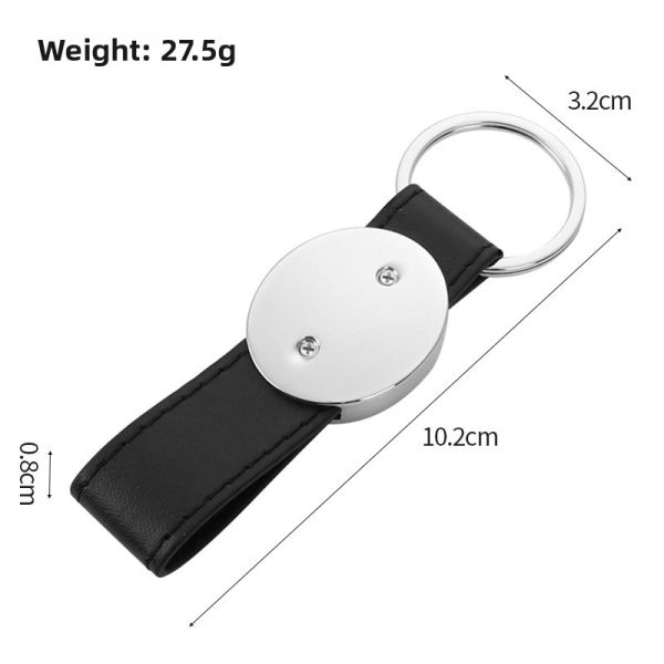 Promotional Gift Metal Sublimation Keychain With Leather Strap Sublimation Leather Keychain Blanks
