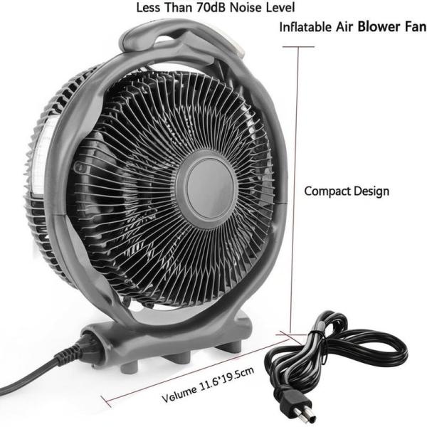 Less Than 70dB Noise Level Inflatable Air Blower Fan Compact Design 19.8*11.6*19.5cm Volume 3.5M Power Cord Length