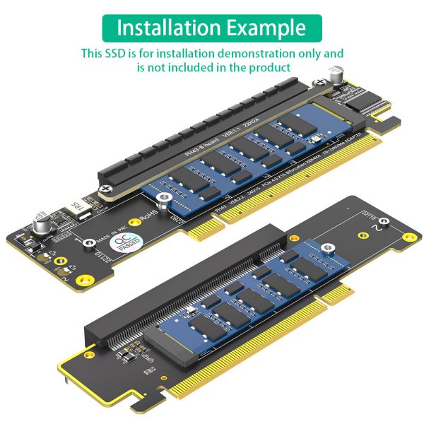 Двойной адаптер NVMe PCIe PCIe 4.0 X16 для двойного NVMe и 1x больше адаптер PCIe x16 для SSD M.2 NVMe