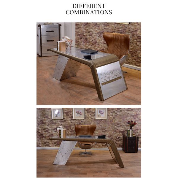 Nidea #8301 Aviator Furniture Wing Desk Vintage Aluminium Industrial Design Mid-Century Aviation Office Table