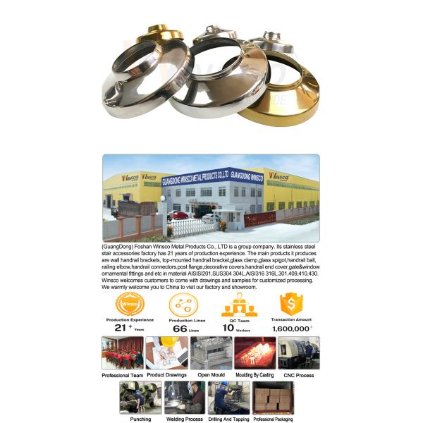 Производитель Серебро Золото SS 201 304 316 Неоксидантные лестничные арматуры Нержавеющая сталь Пост-основная крышка для круглых балюстрад