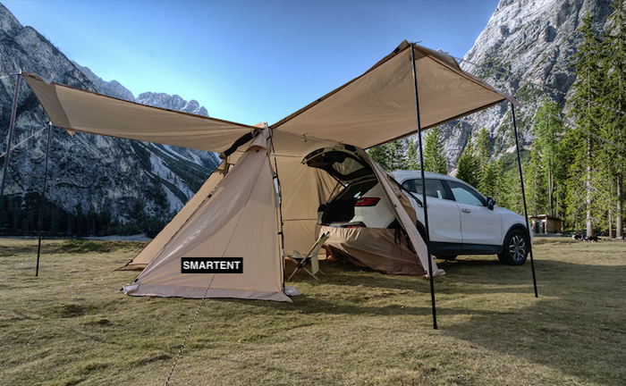 Outdoor Grey Color Portable Waterproof Coated Polyester SUV Camping Tent With Easy 10-Minute Setup For 2-4 People