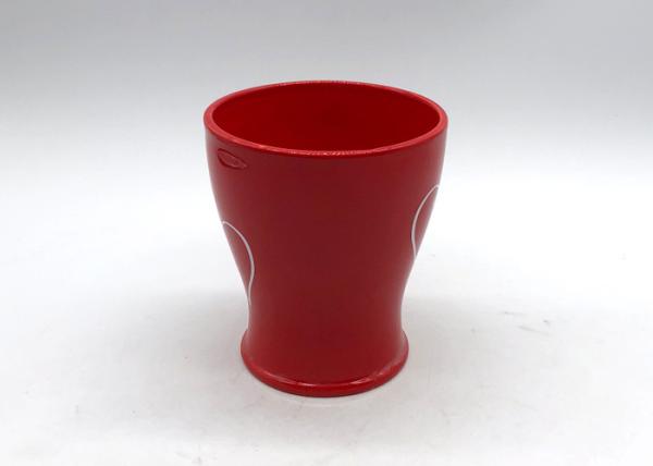 Decal Dolomite Material Red Egg Holder , Footed Egg Cup For Dinner Easter Tableware