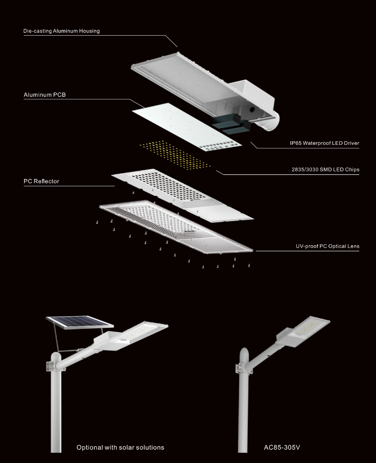 6000K наружные солнечные уличные фонари с разделенной панелью