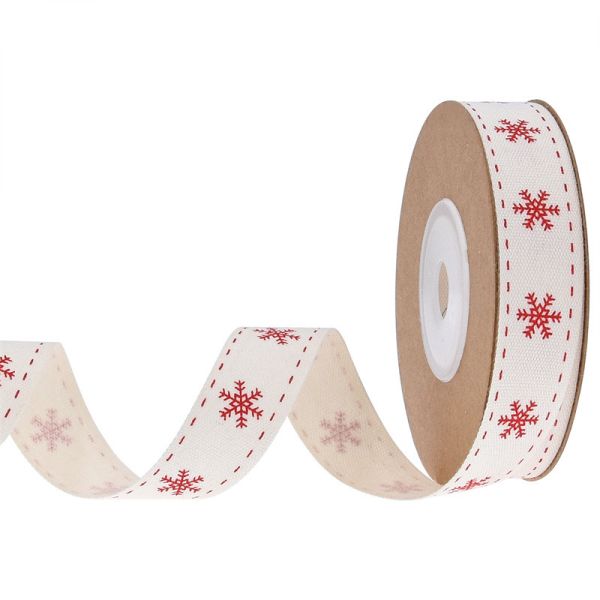 15 мм * 3y Рождественская подарочная лента Напечатанная белая хлопковая лента для подарков