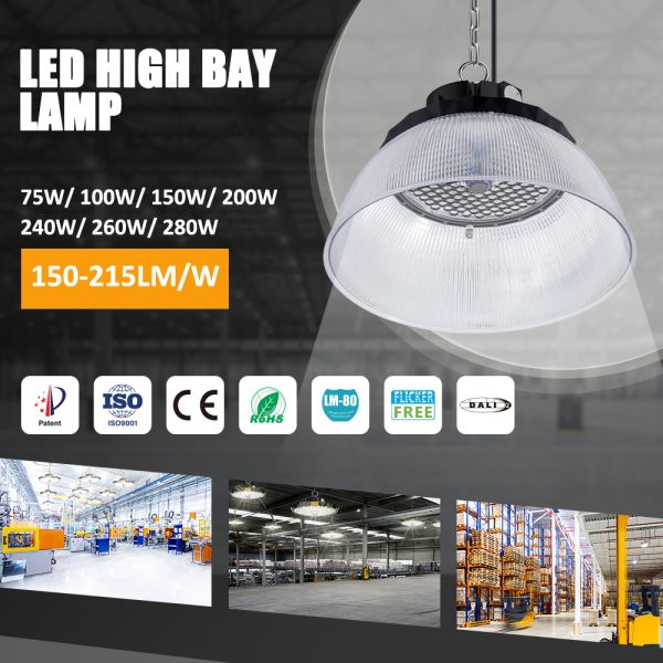 Industrial UFO LED High Bay Light 20000 Lumen Dimmable 0-10V/DALI IP65 Rated with Emergency Battery
