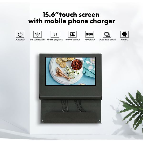 15,6» установленных стеной видеоплееров дисплея LCD рекламы андроида с доком телефона поручая