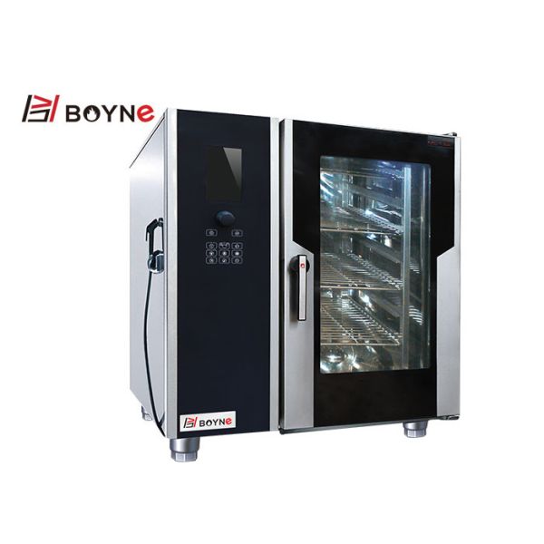 Food Commercial Kitchen Cooking Equipment Gas Type LCD Six Trays Combi Oven