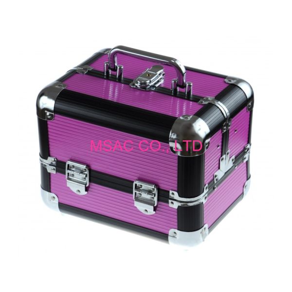 Purple Aluminium Cosmetic Case 3mm Thickness MDF With ABS Panel Waterproof