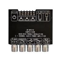 2.1 Subwoofer de canal AUX 12V 24V Audio Estéreo 5.1 Bajo Amplificador de potencia digital ZK-MT21S 2x50W 100W para adaptador de CC