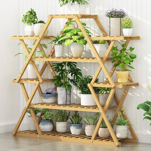 Standing Type Installation Non-folding Rack for Living Room Multi-layers Flower Pots Organizer and Display Plants Storage