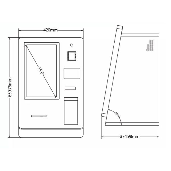 15.6 дюймовый автоматический смарт-отель в киоске с карточным диспенсером и сканером паспортов