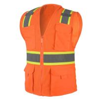 Poches multi en vrac de haut de visibilité de moto de sécurité habillement orange de gilet