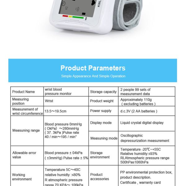 White Daily Checks Hospital LCD Digital Home Blood Pressure Device Rapid Measurement