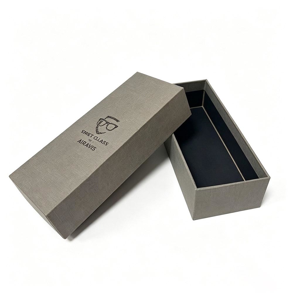 Textured Black Foil Logo Long Lid and Base Boxes Specialty Paper Surface