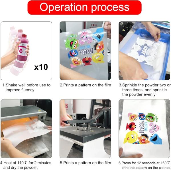 T Shirt Design Printing Pet Film Epson Dtf Ink Cmykw 1000ml Per Bottle For L1800