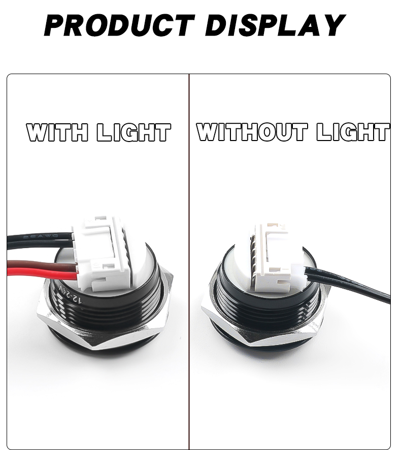 Push Button Switch Ultra Short Waterproof Self-Reset Momentary 19mm Oxidation Black IP65