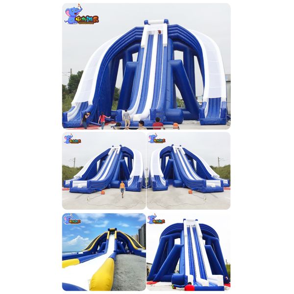 Thickened PVC Giant Water Inflatables Pool Slide Adults Triple Lane