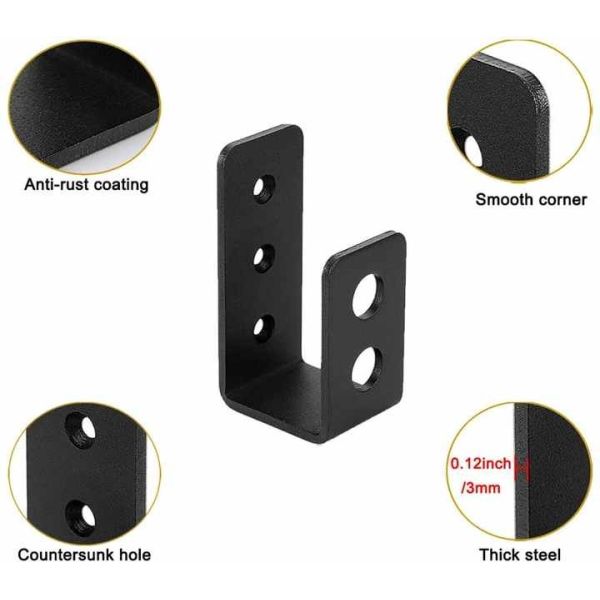 OEM Custom Black Powder Coated Stamping Metal U Shape Door Barricade Brackets (Оригинальное производство)