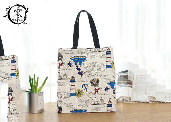 Impressionist Paintings Pattern ECO Shopping Bags Polyester Jute Tote Beige Resuable