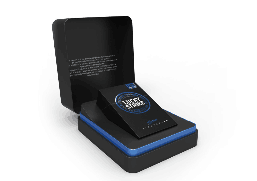 Caixa preta da lata de lata do cigarro/lata do cigarro com forma retangular articulada da tampa