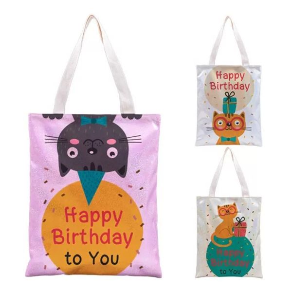 Bolsas de mano personalizables de sublimación de lona coloridas, bolsas de compras de transferencia de calor a la moda para publicidad
