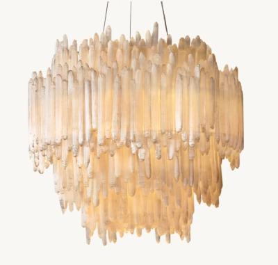 Chandelier en laiton blanc de cristal Selenite Dimmable Chandelier de luxe Pour le salon