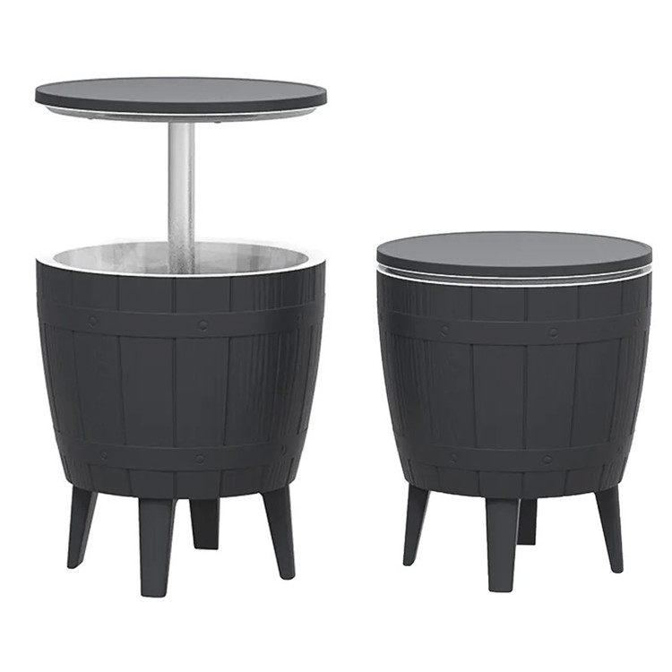 Foldable Outdoor Camping Picnic Beach Cafe Bistro Bar Chill Ice Cooler Lift Top Wine Beer Table with Storage