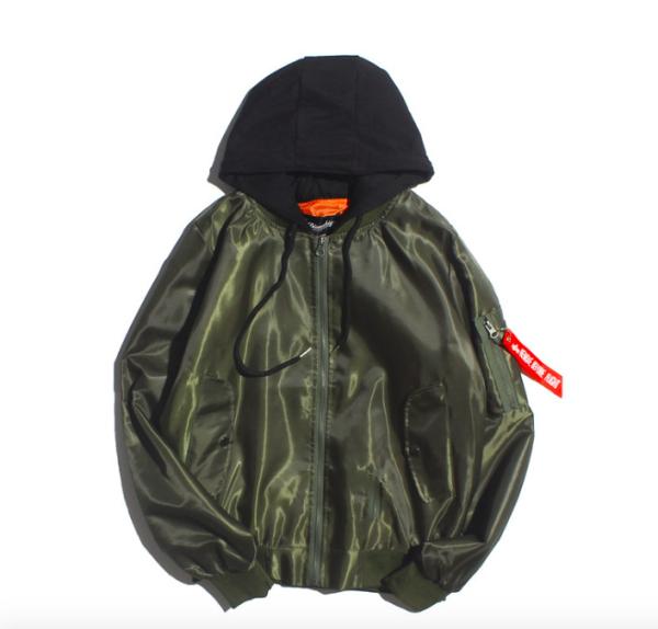 Windproof Mens Winter Bomber Coats , Plus Size Black Nylon Bomber Jacket
