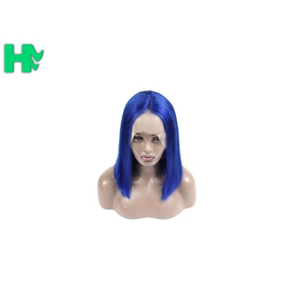 Bob Style Short Brazillian Hair Natural Looking Lace Front Wigs 180% Density