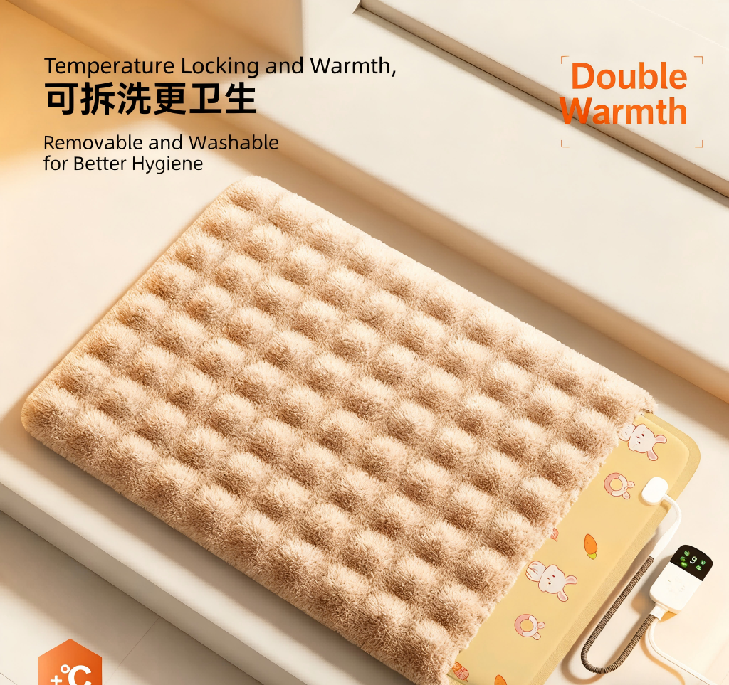 Safe Smart Pet Heating Blanket with Temperature Control Removable Washable Soft for Cats