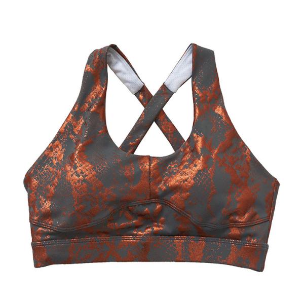 Oem Factory Manufacturer Custom Logo Bras Gold Snake Print Cross Back Yoga Bra