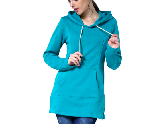 Long Sleeve Maternity Nursing Sweatshirt , Striped Maternity Pullover Hoodie