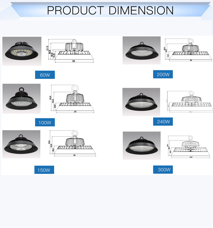Промышленные света залива СИД UFO 100w 150w 200w 250w 300w высокие