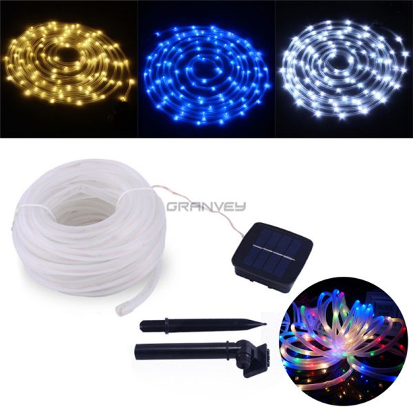 IP65 Solar Outdoor Christmas String Lights , Solar Powered Christmas Rope Lights 12M  Tube