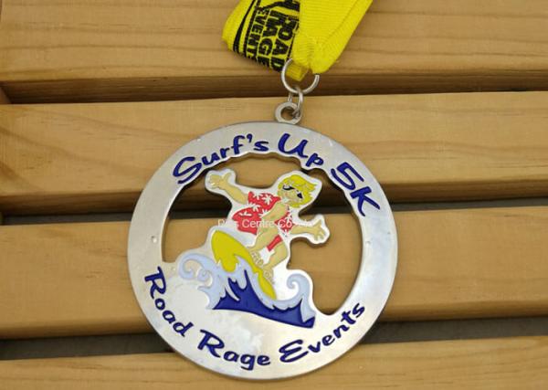 CMYK Printing Brass Air Force Ribbon Medals , Custom Football Medals