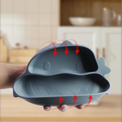 Non-Slip And BPA-Free Silicone Childrens Shark Feeding Plate BPA Free Morden Babi Dishes For Toddlers