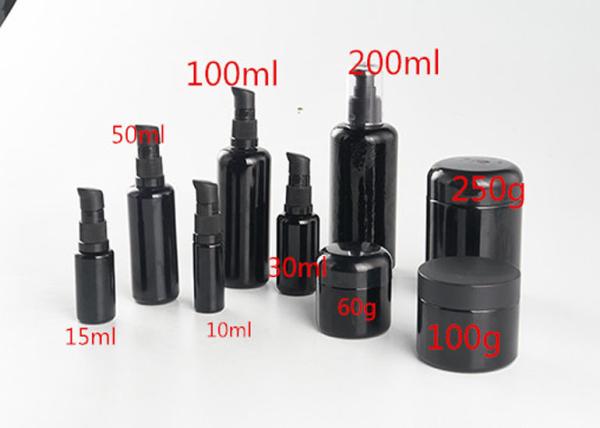 30ml 50ml 100ml Black Glass Cosmetic Containers , Airless Cosmetic Bottles