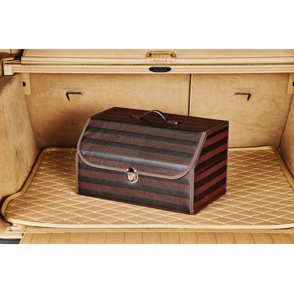 PU Wooden Black Auto Storage Organizer , Trunk Storage Organizer 50 * 32 * 30cm