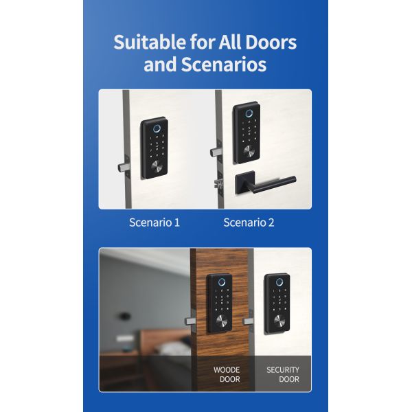Memory Card Data Storage Options Tuya Wifi Automatic Fingerprint Smart Hotel Door Lock