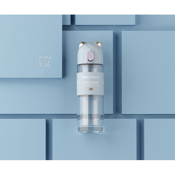 Double Wall Insulation Cute Glass Bottles 250ml For Kids